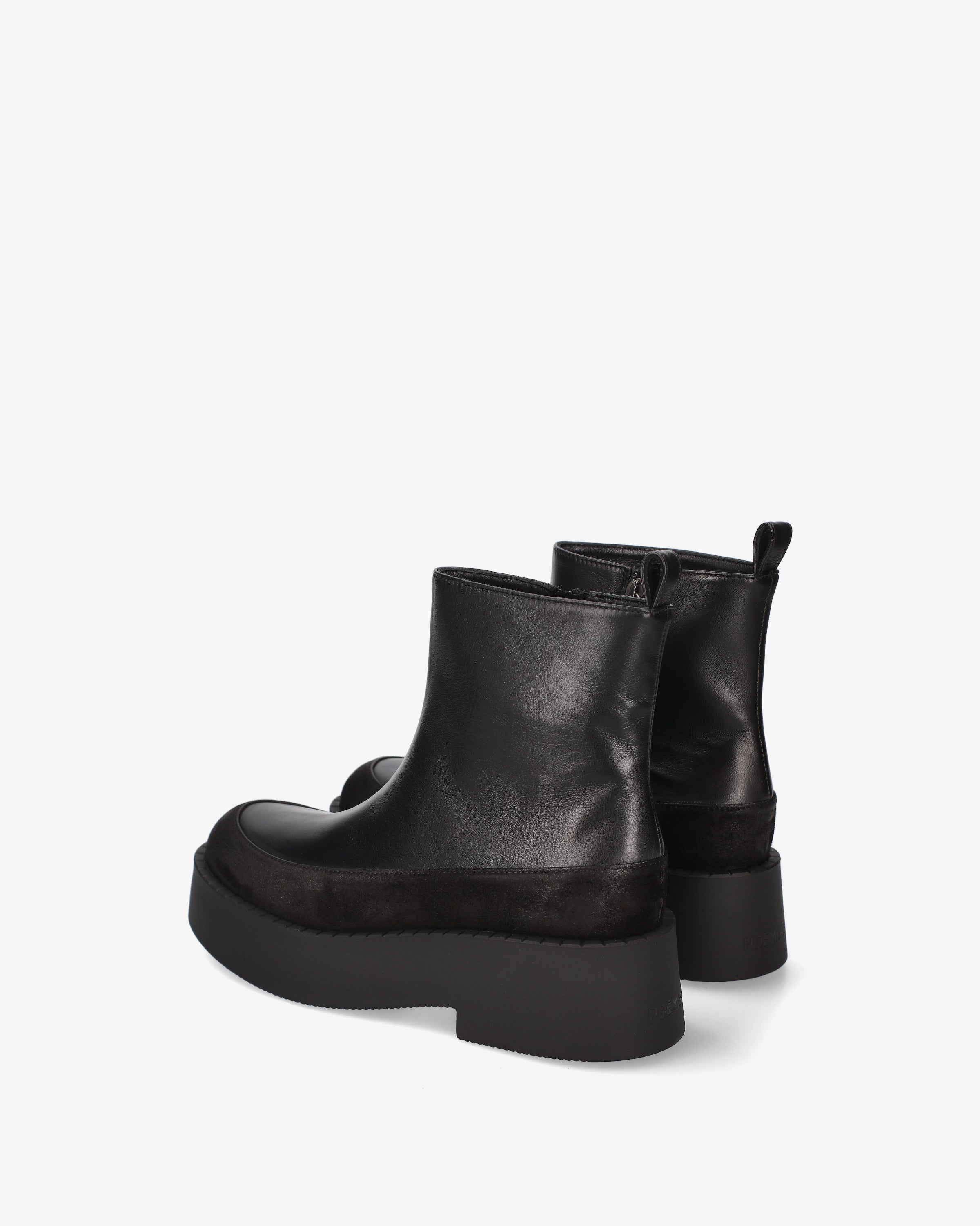 Leather and Suede Platform Ankle Boots Black
