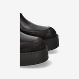 Leather and Suede Platform Ankle Boots Black