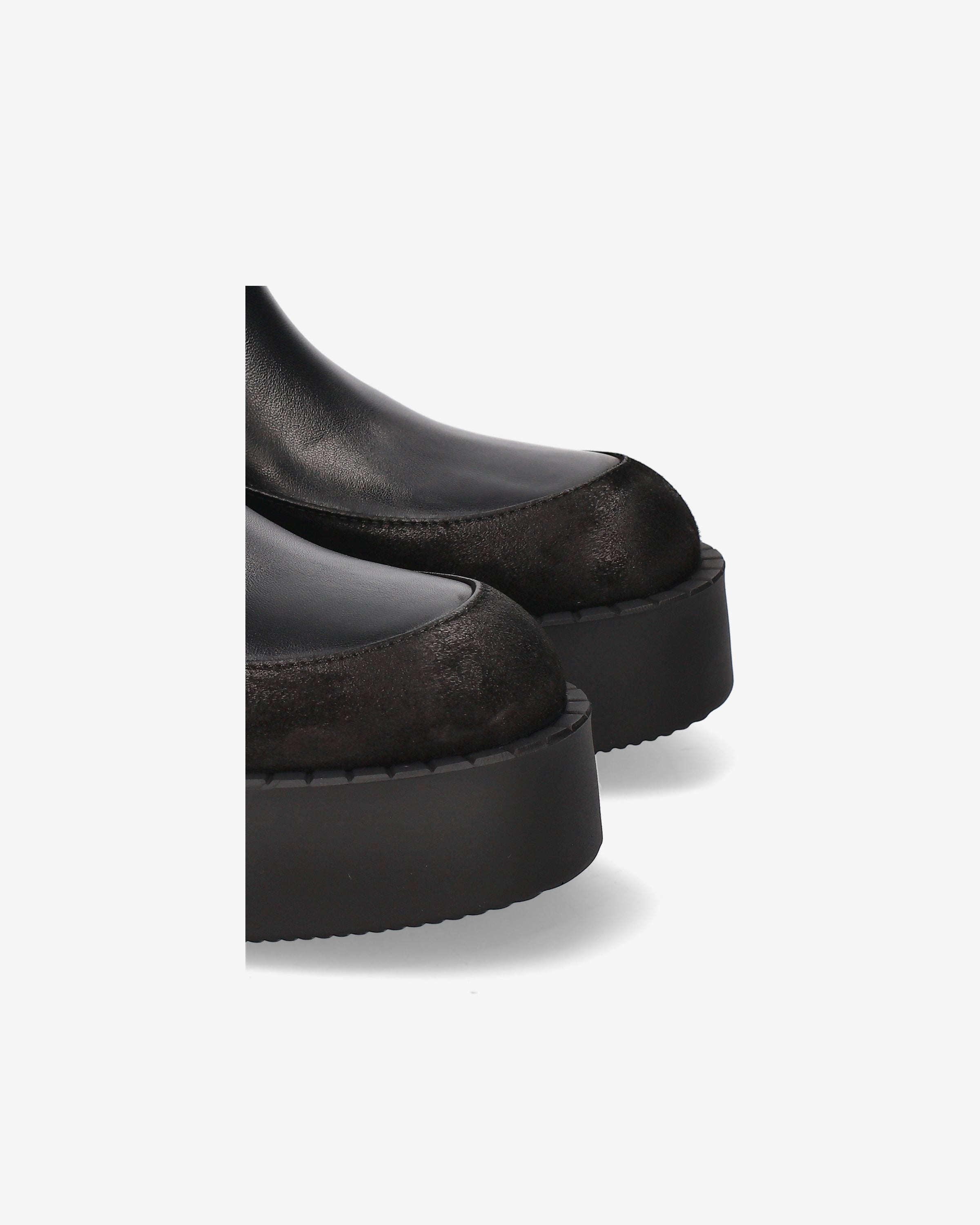 Leather and Suede Platform Ankle Boots Black