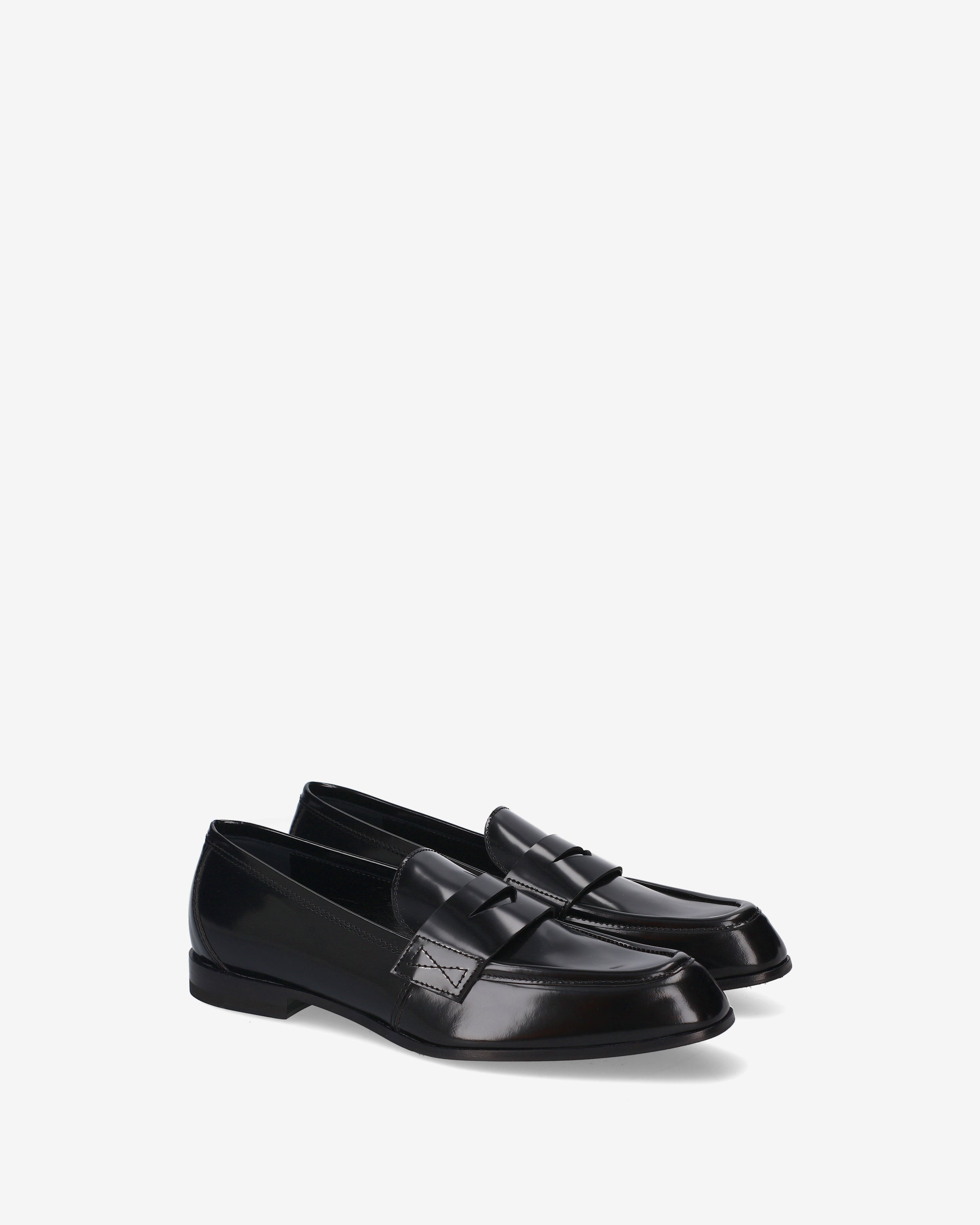 Brushed Leather Loafers Black