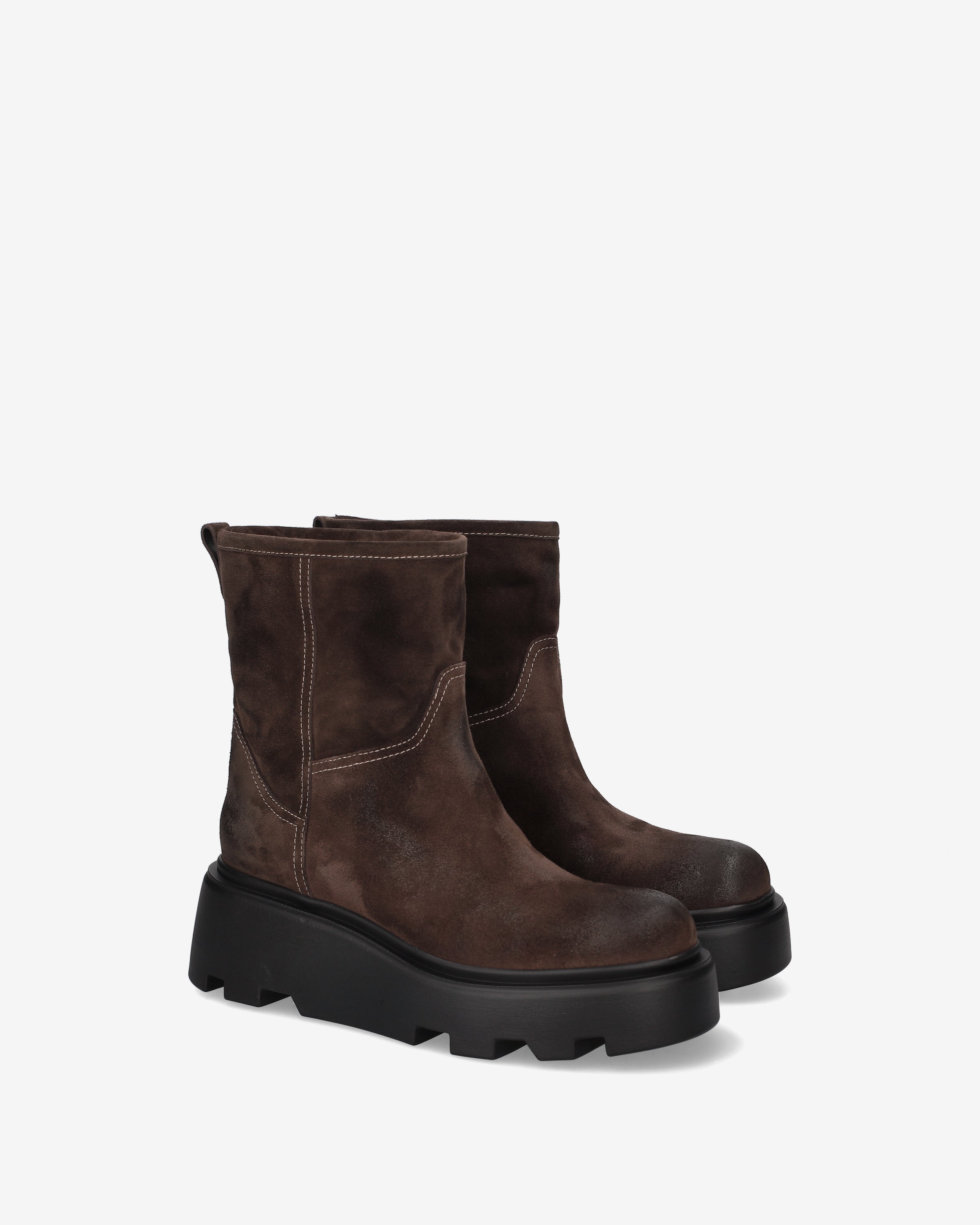 Split Leather Boots with Maxi Sole Mocha