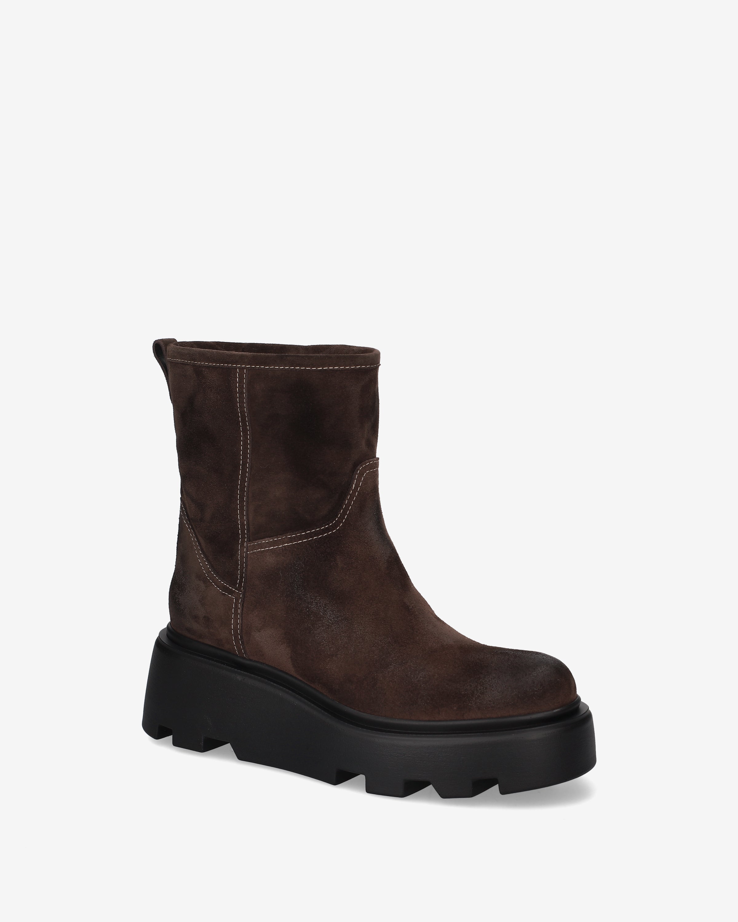 Split Leather Boots with Maxi Sole Mocha