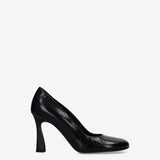 Leather Pumps with Sculptural Heel Black