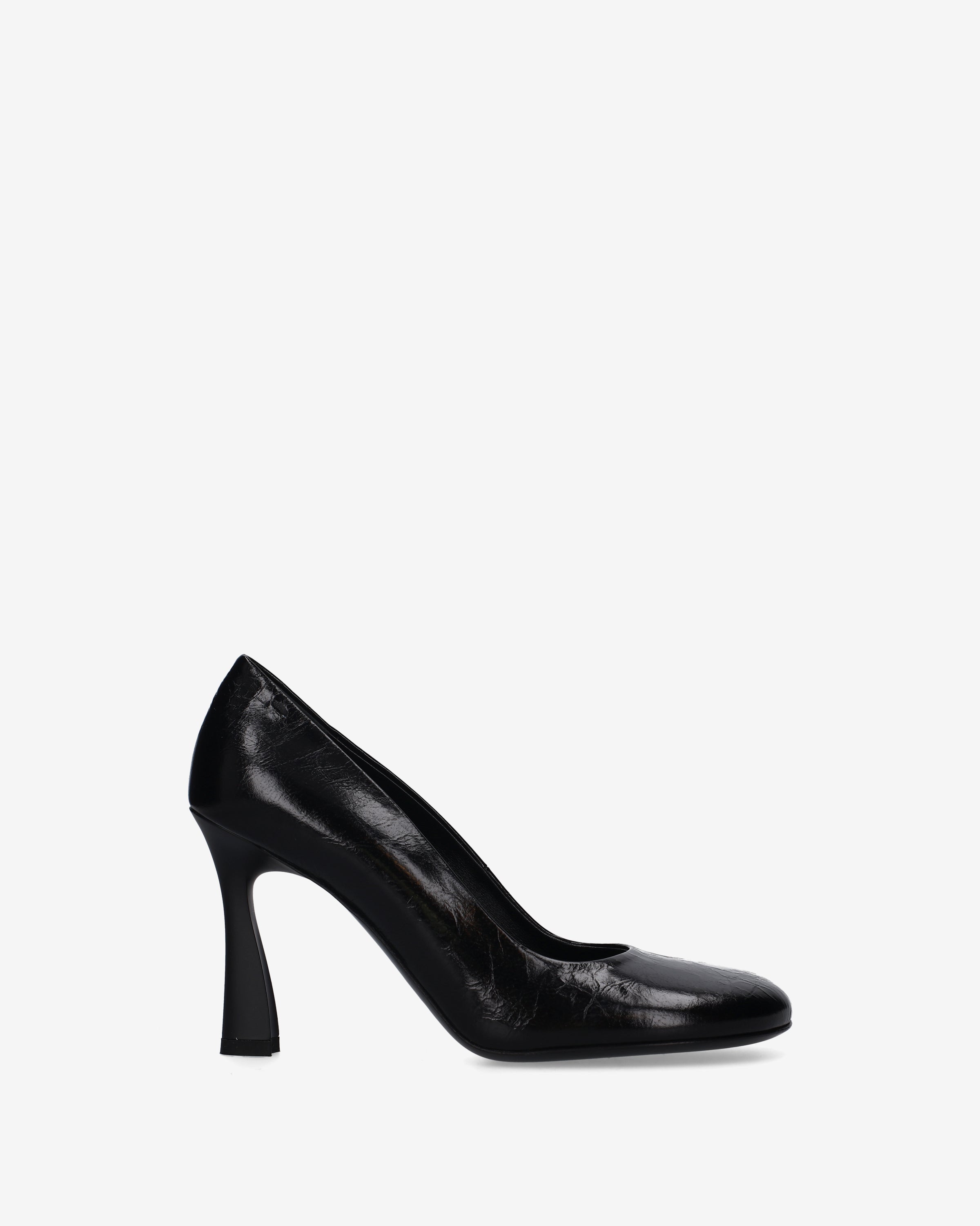 Leather Pumps with Sculptural Heel Black