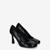 Leather Pumps with Sculptural Heel Black
