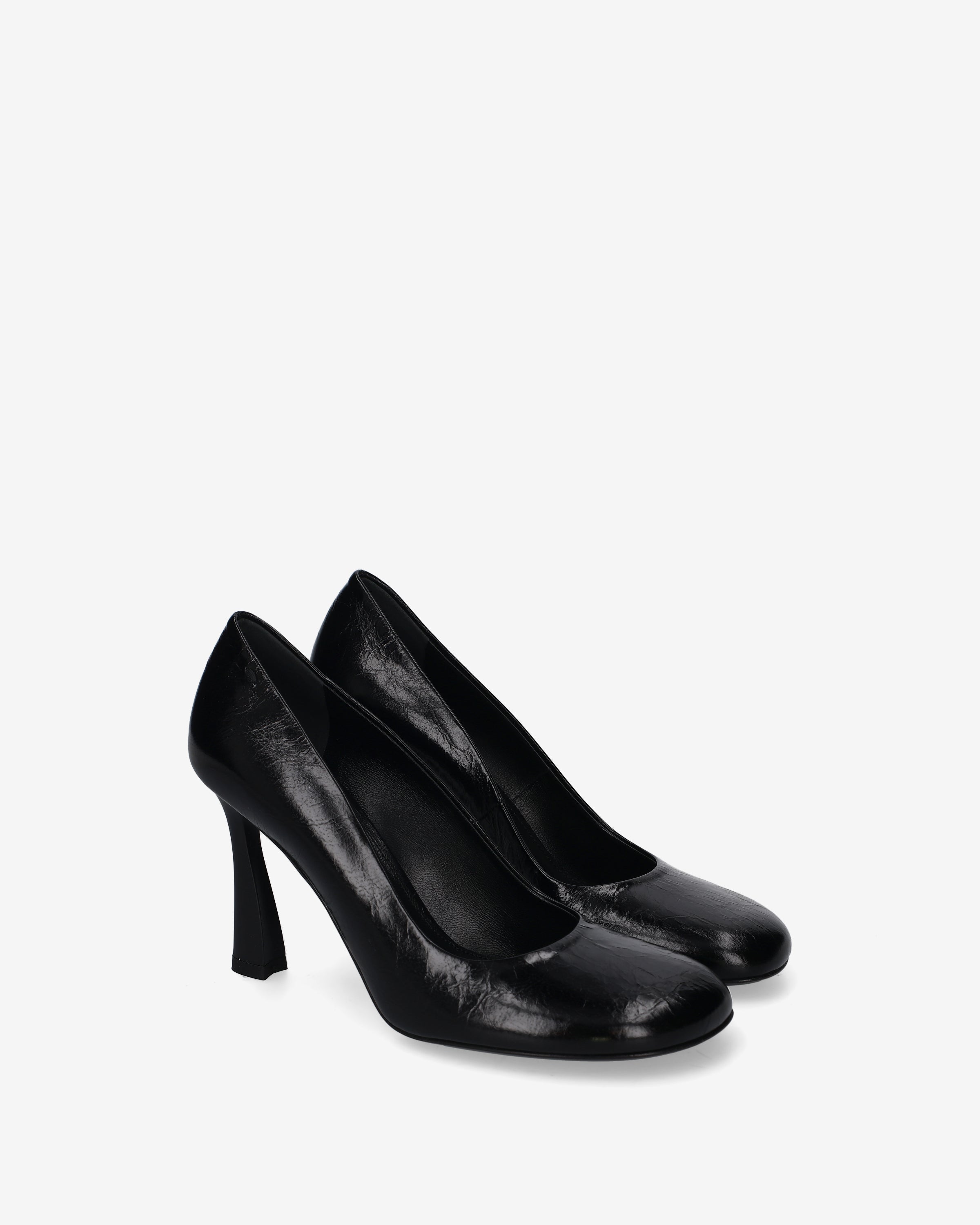 Leather Pumps with Sculptural Heel Black