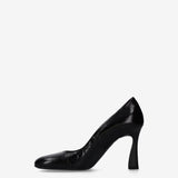 Leather Pumps with Sculptural Heel Black