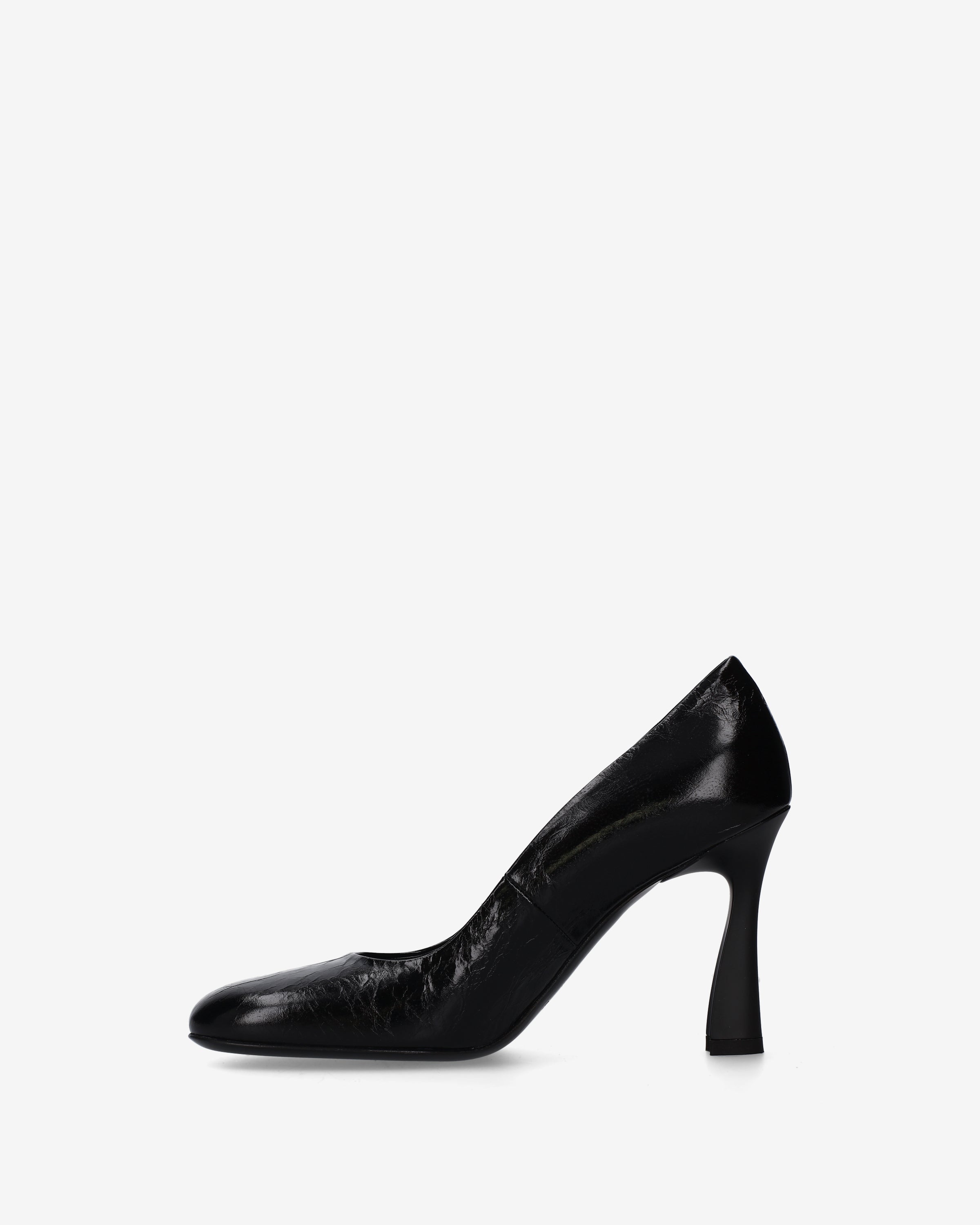 Leather Pumps with Sculptural Heel Black