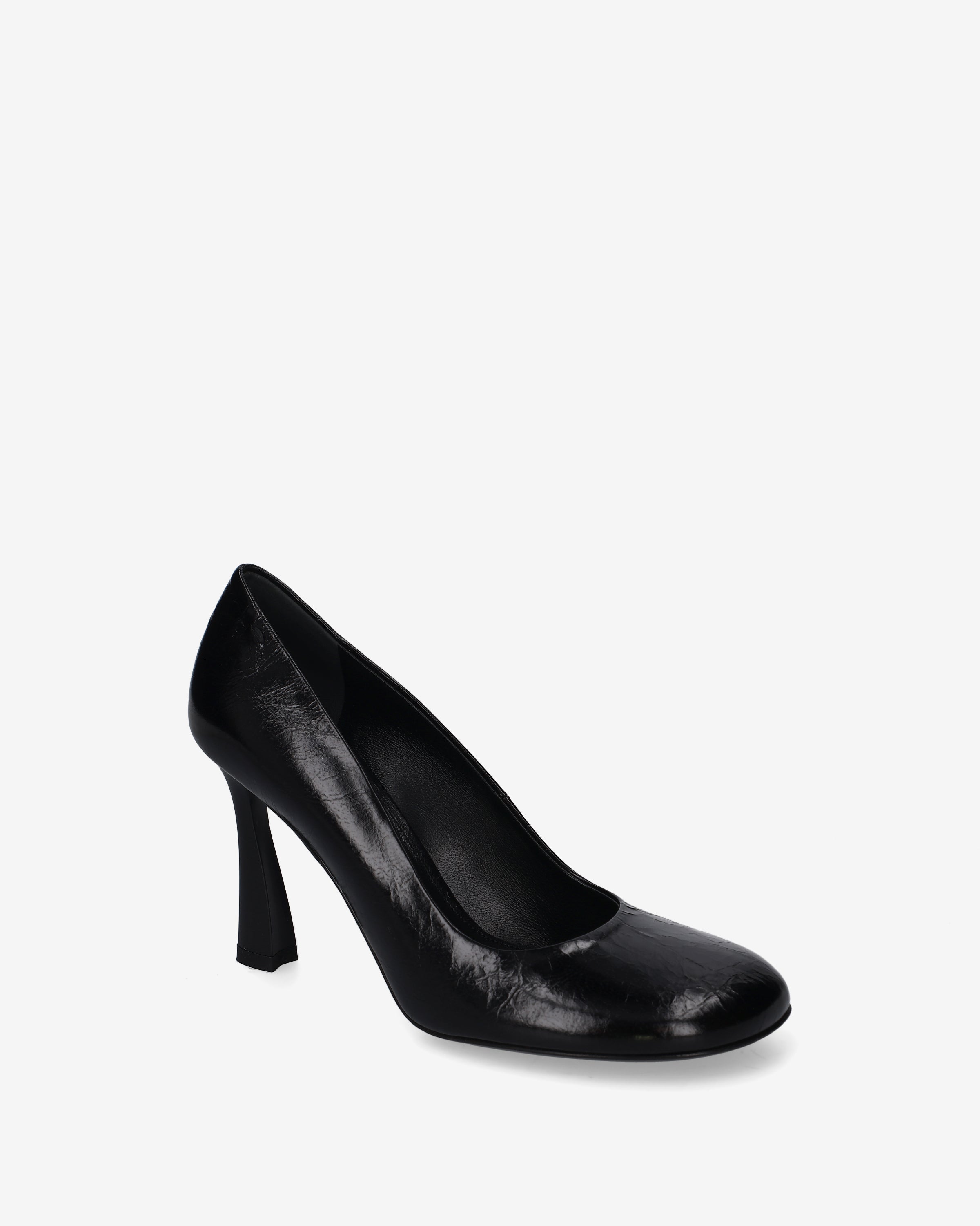 Leather Pumps with Sculptural Heel Black