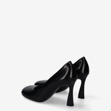 Leather Pumps with Sculptural Heel Black