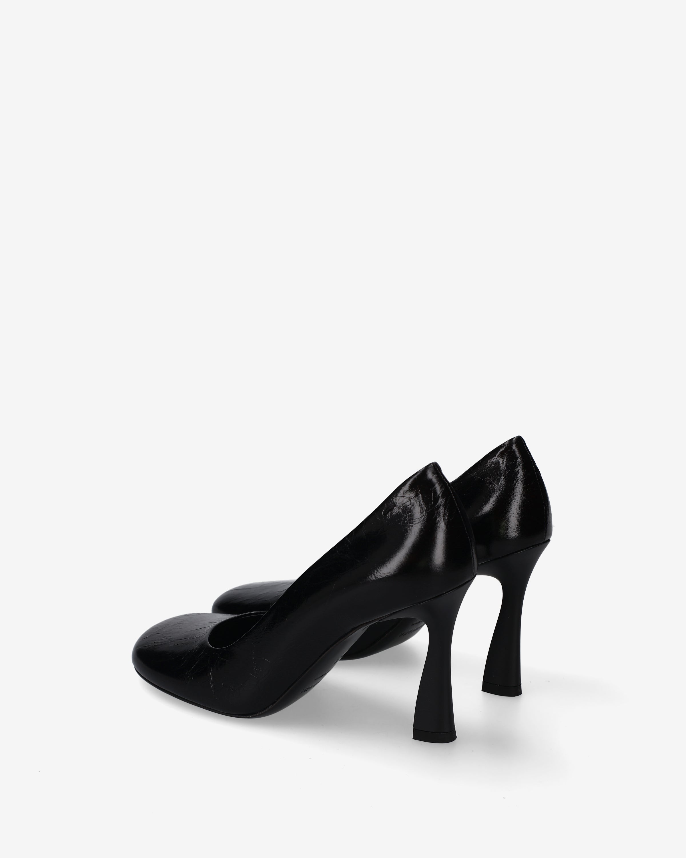 Leather Pumps with Sculptural Heel Black