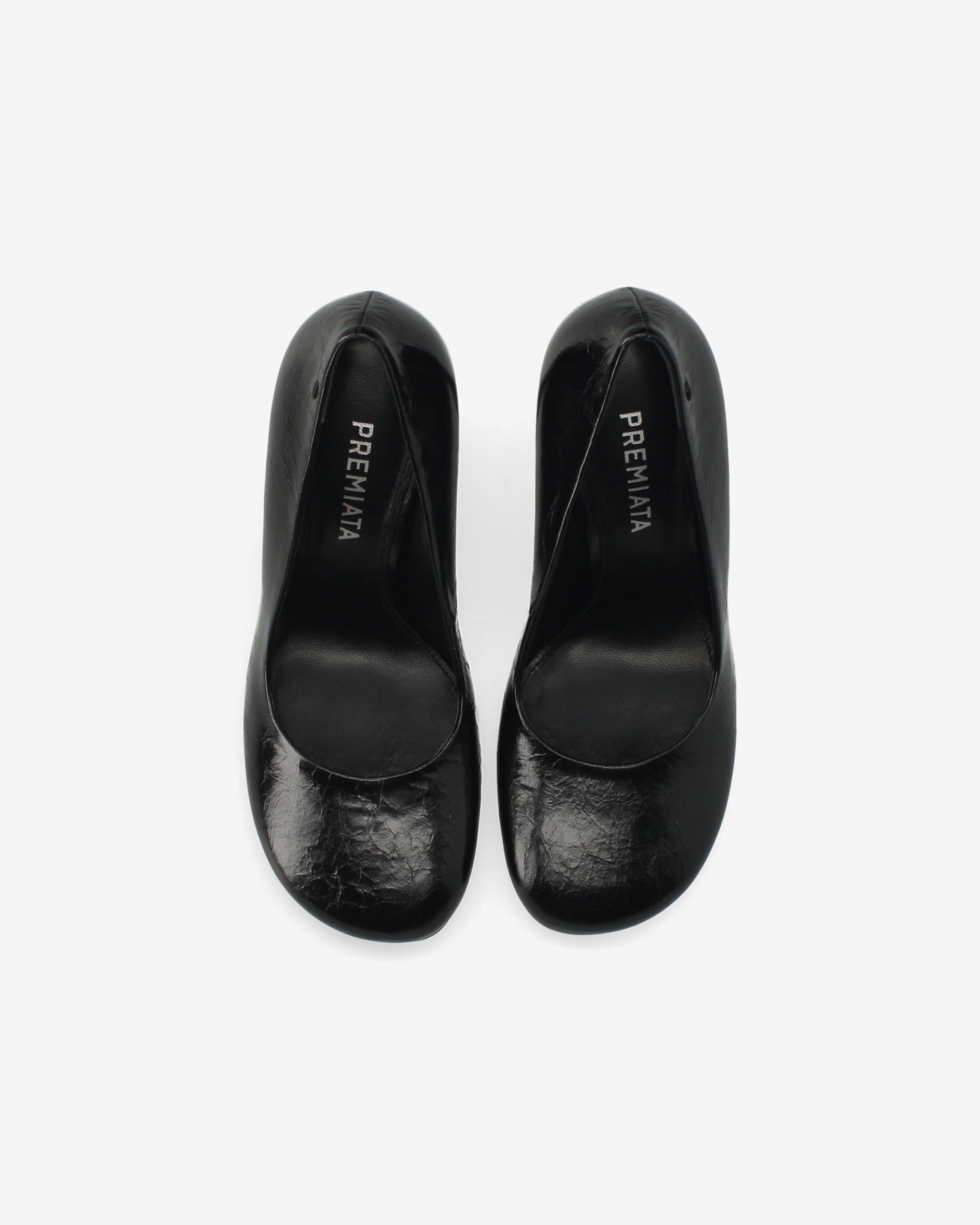 Leather Pumps with Sculptural Heel Black