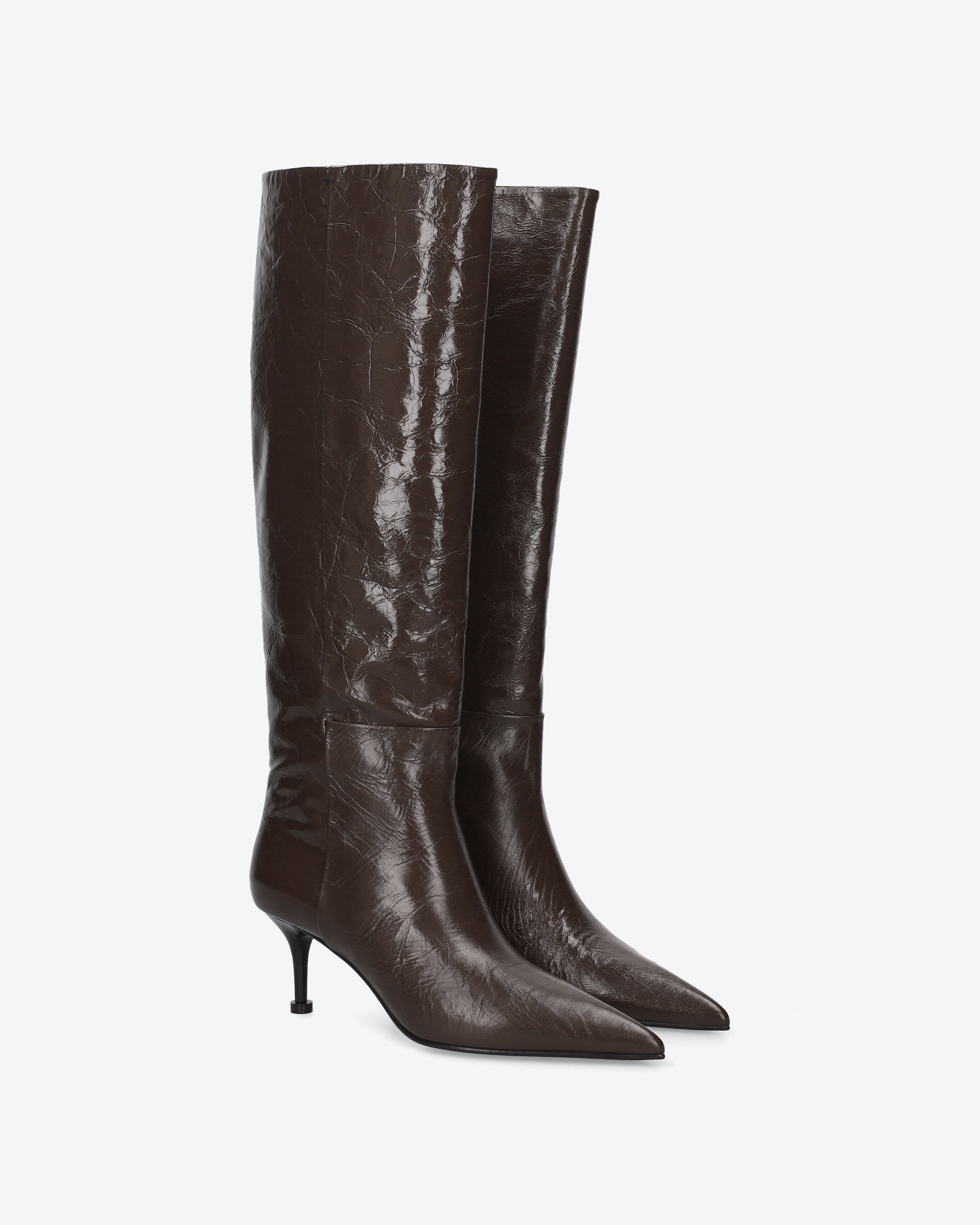 Leather Tall Boots Brown