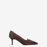 Suede Pumps with Horsebit Detail Mocha - Premiata