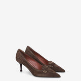 Suede Pumps with Horsebit Detail Mocha - Premiata