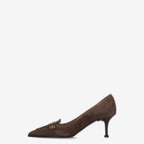 Suede Pumps with Horsebit Detail Mocha - Premiata