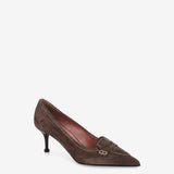 Suede Pumps with Horsebit Detail Mocha - Premiata
