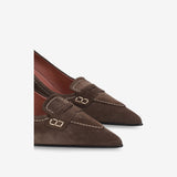 Suede Pumps with Horsebit Detail Mocha - Premiata