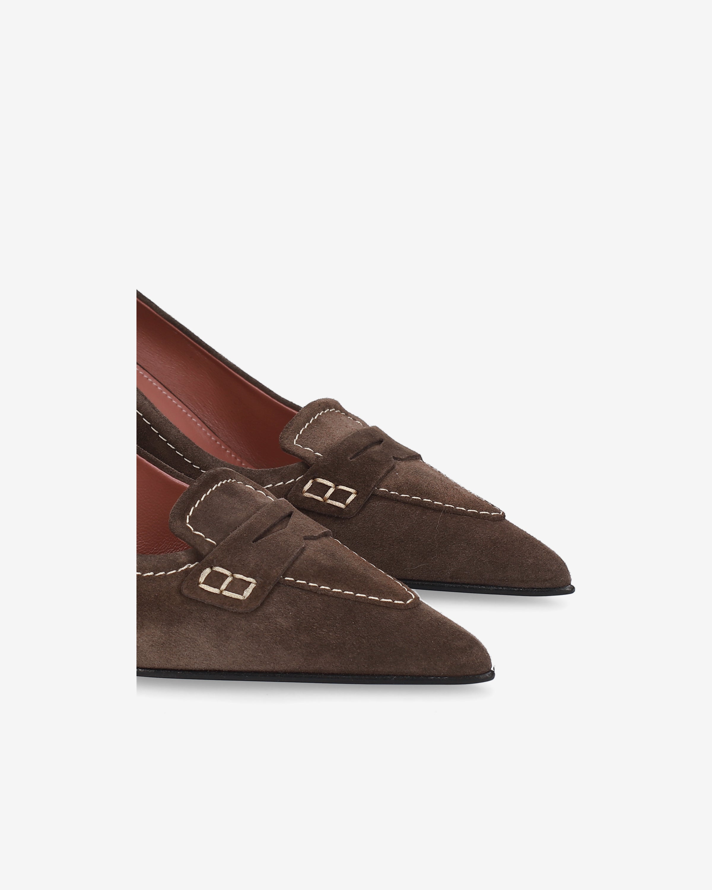 Suede Pumps with Horsebit Detail Mocha - Premiata