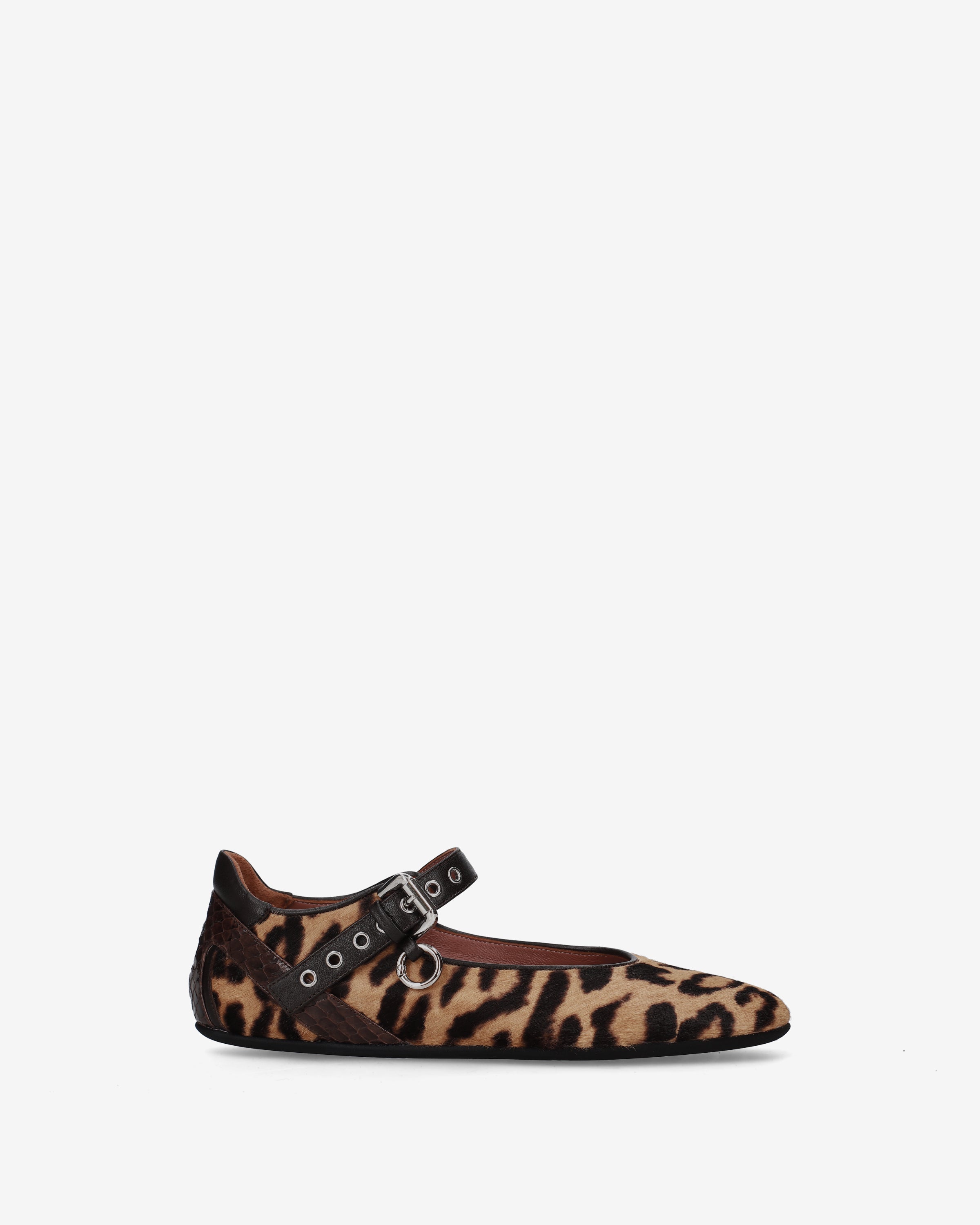 Pony Hair Mary Jane Ballet Flats Leopard