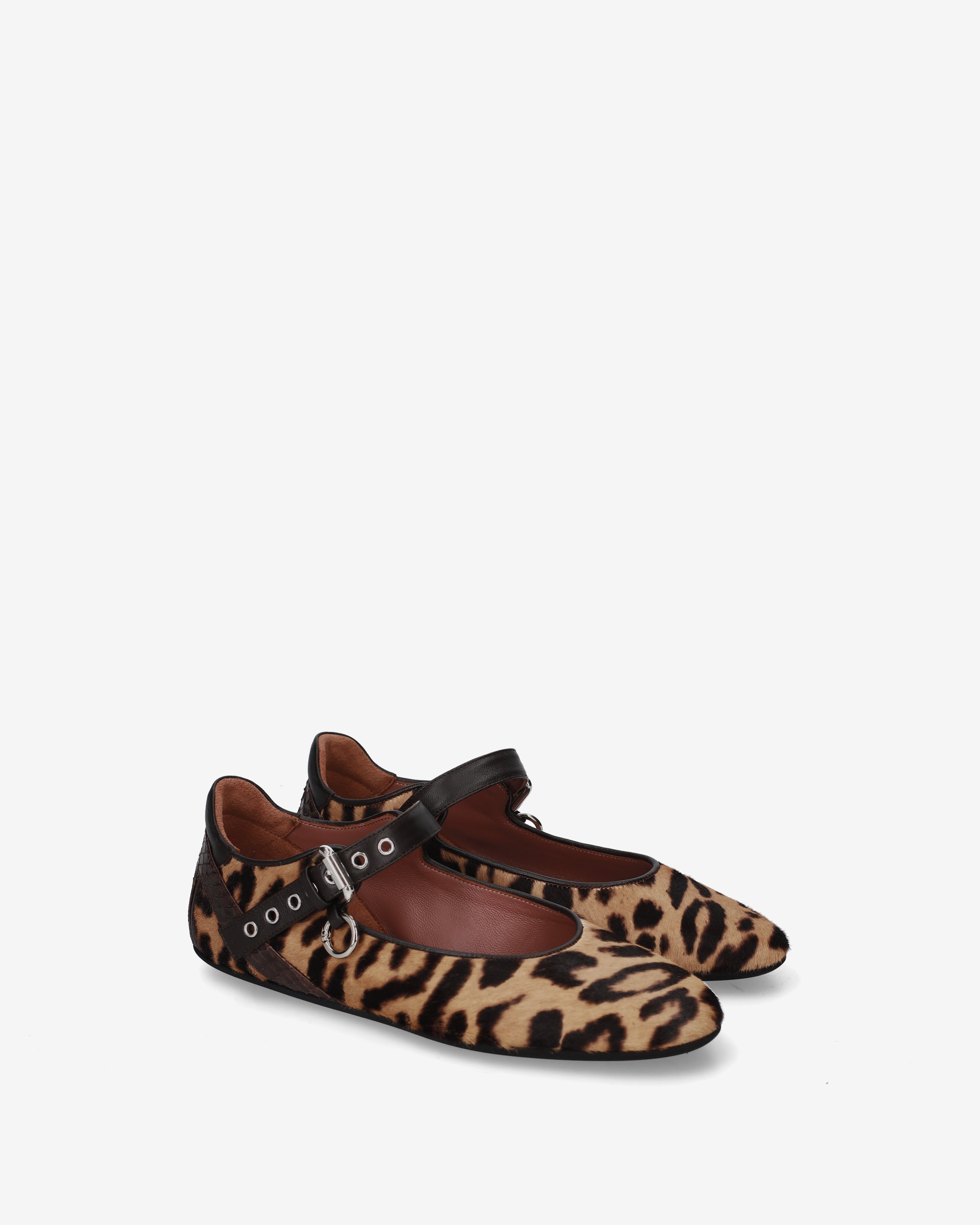Pony Hair Mary Jane Ballet Flats Leopard