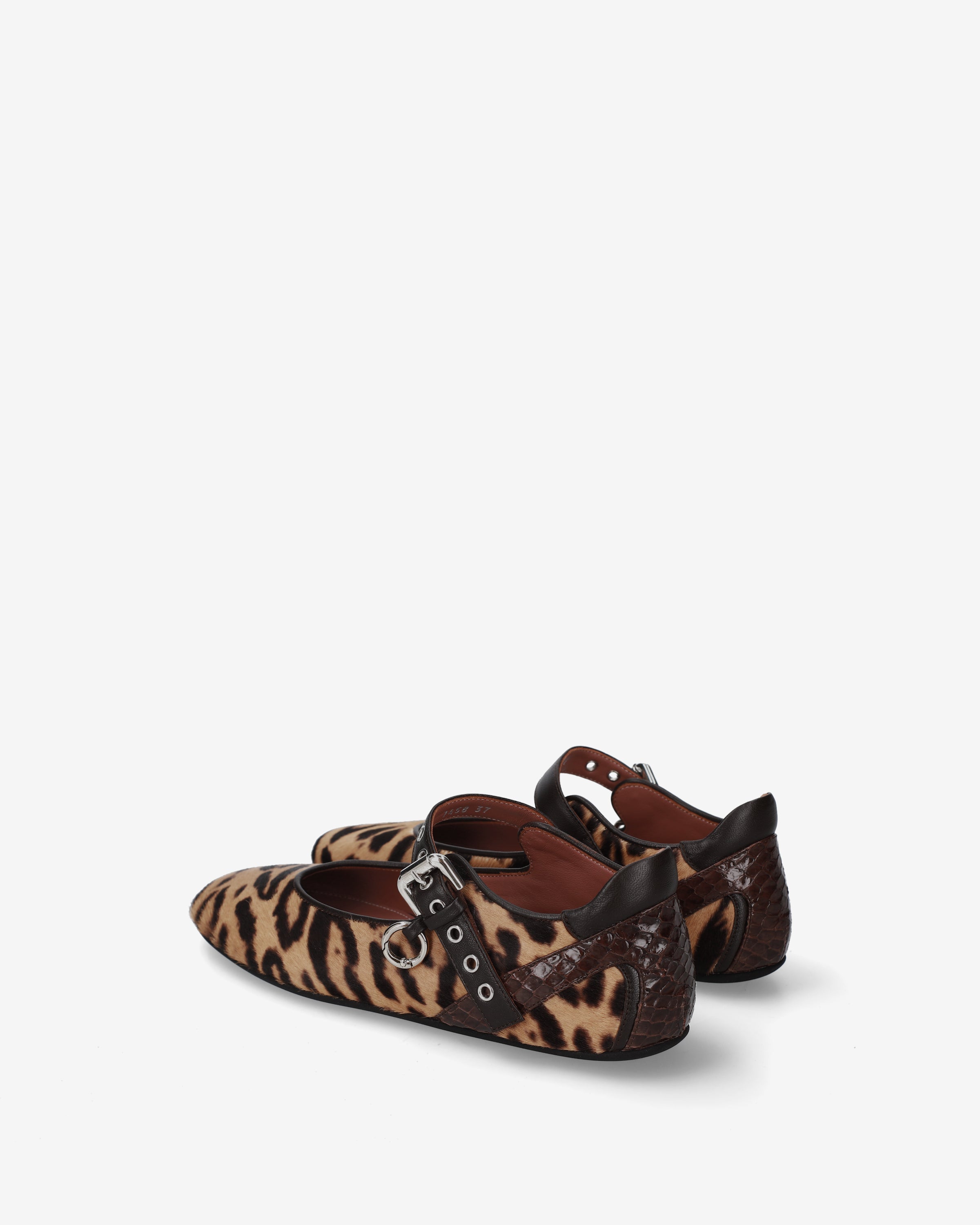 Pony Hair Mary Jane Ballet Flats Leopard