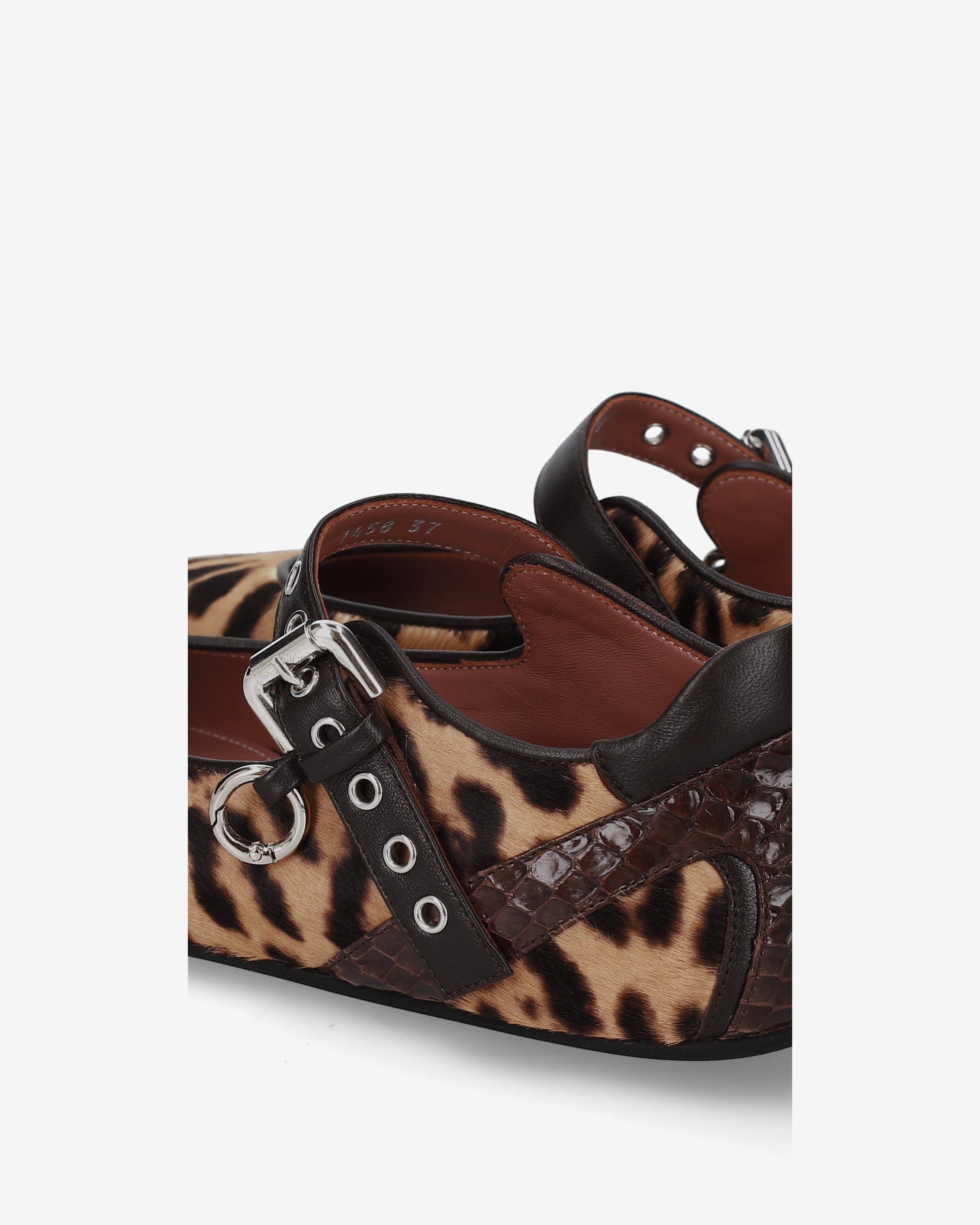 Pony Hair Mary Jane Ballet Flats Leopard