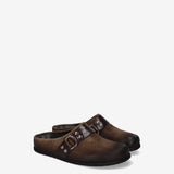 Suede Sabot Mules Mud