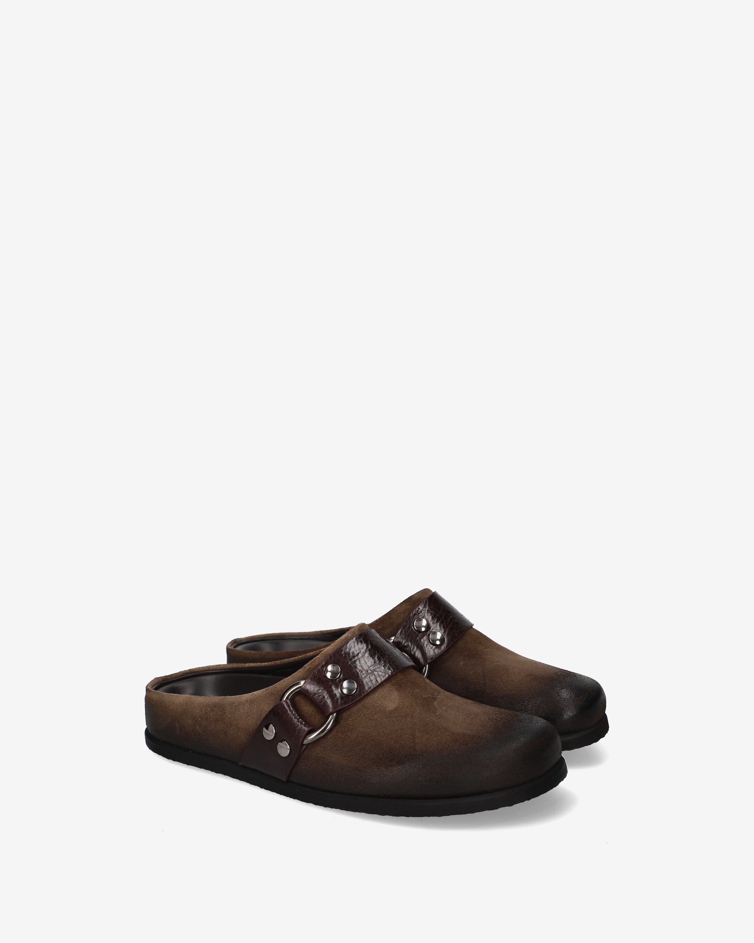 Suede Sabot Mules Mud