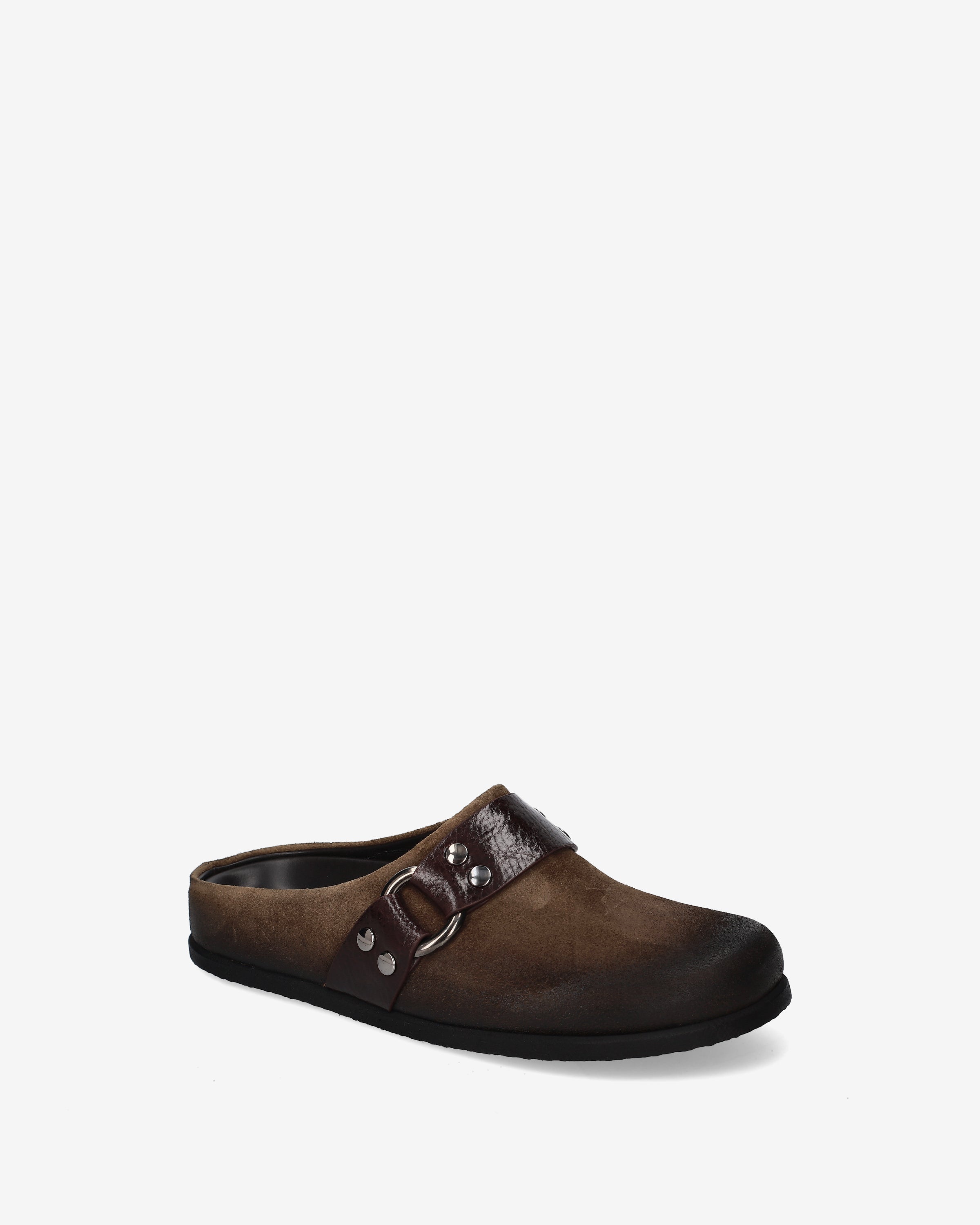 Suede Sabot Mules Mud