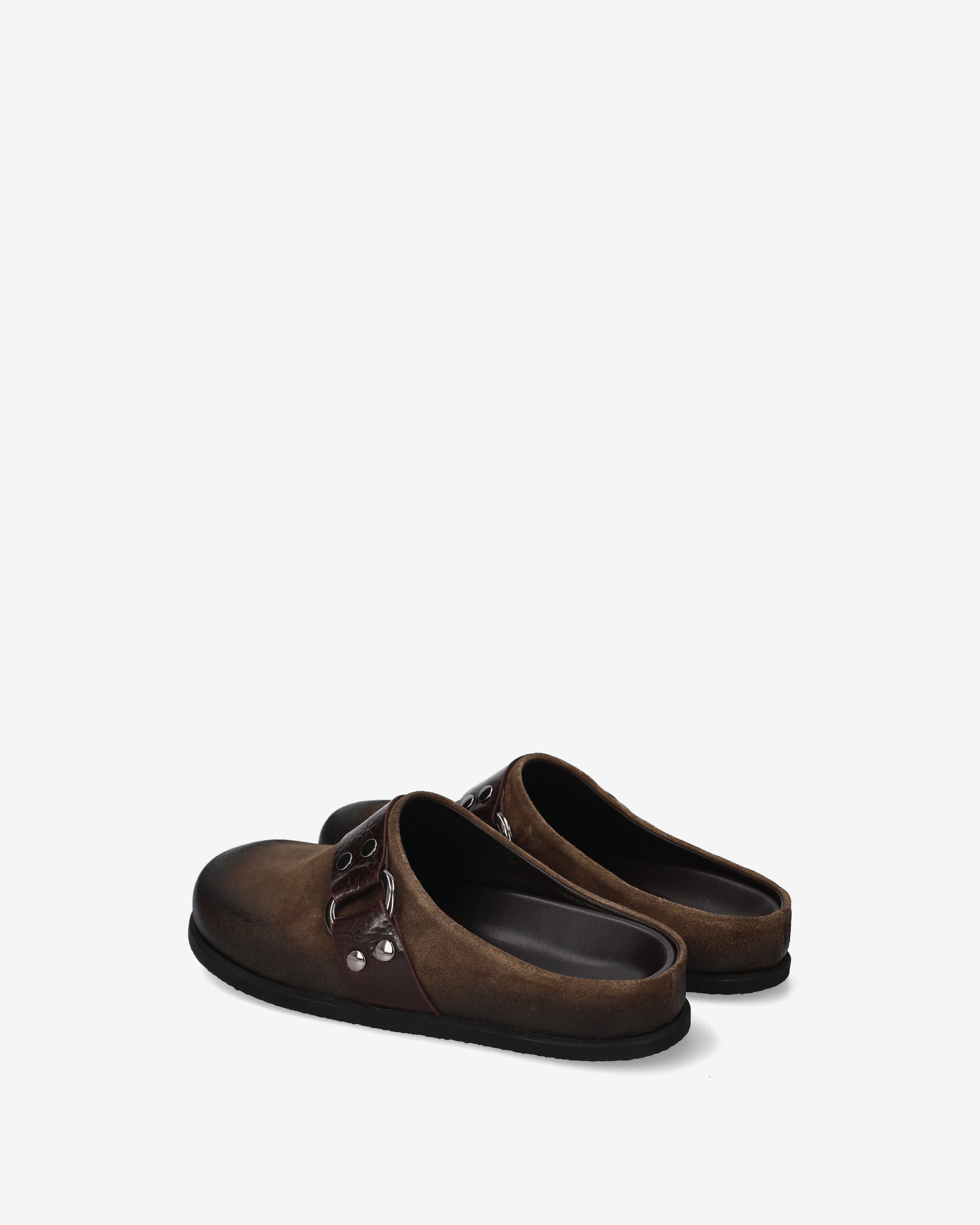 Suede Sabot Mules Mud