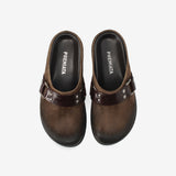 Suede Sabot Mules Mud