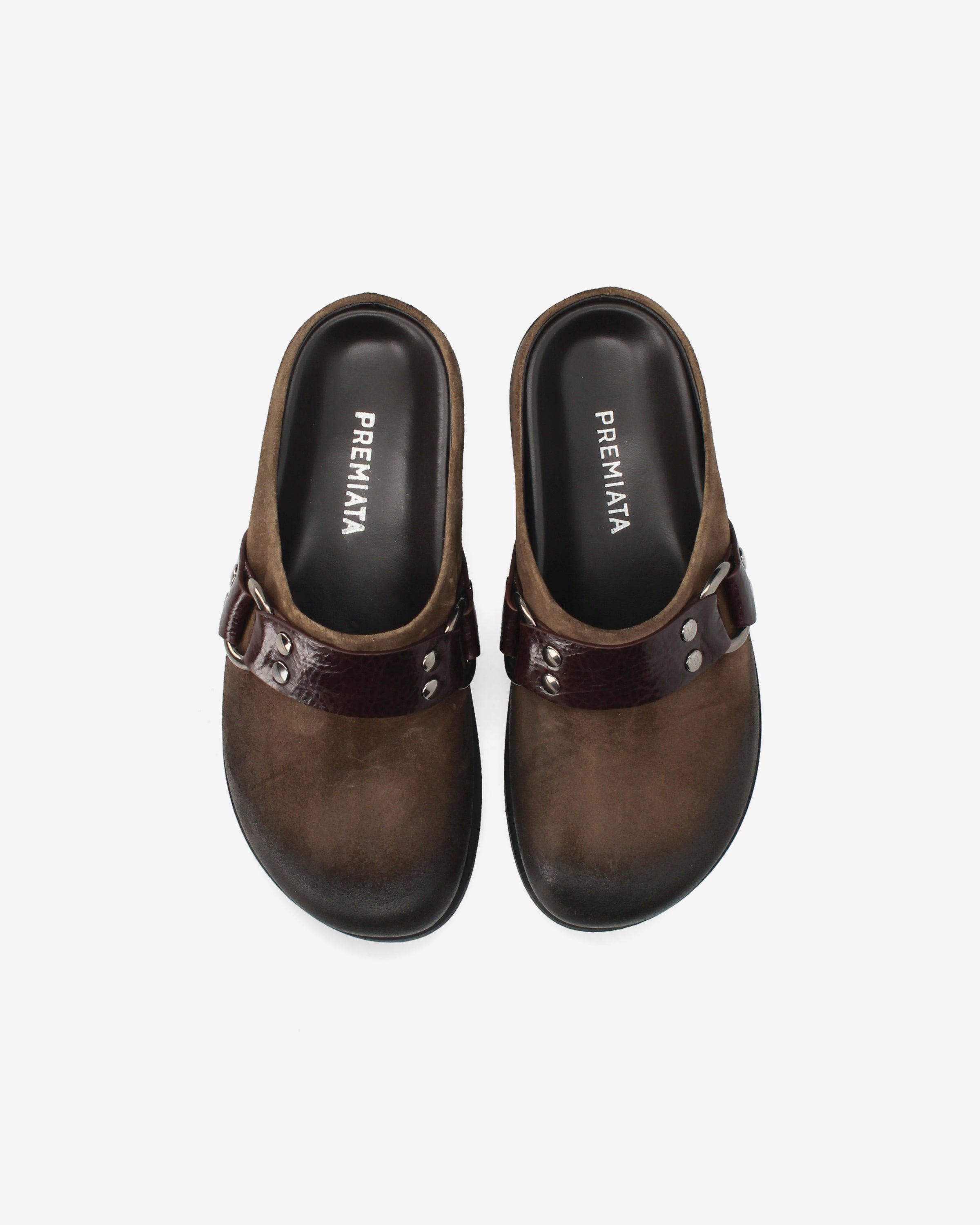 Suede Sabot Mules Mud