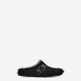 Hair-On Fur Mules Black