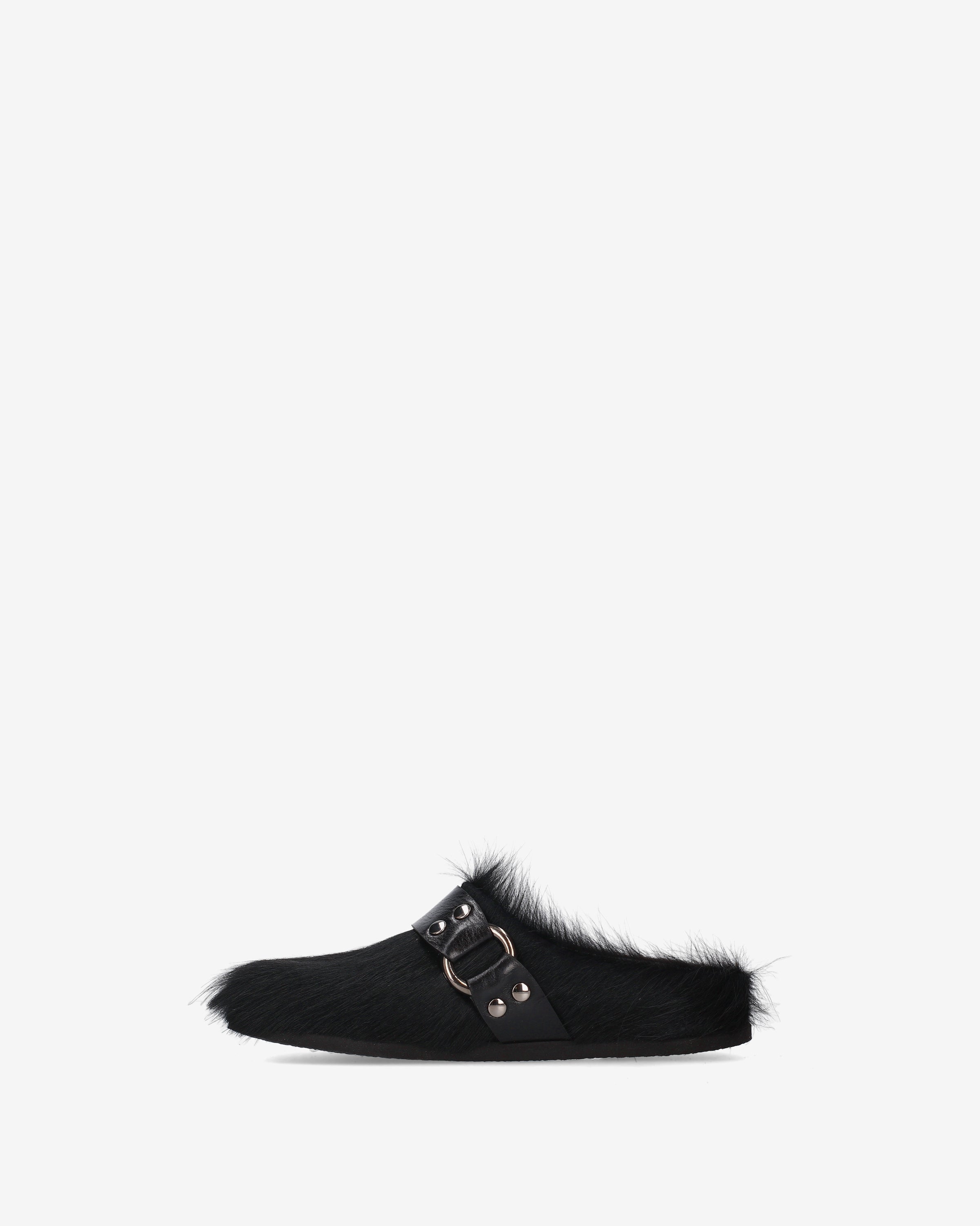 Hair-On Fur Mules Black