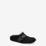 Hair-On Fur Mules Black