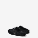 Hair-On Fur Mules Black