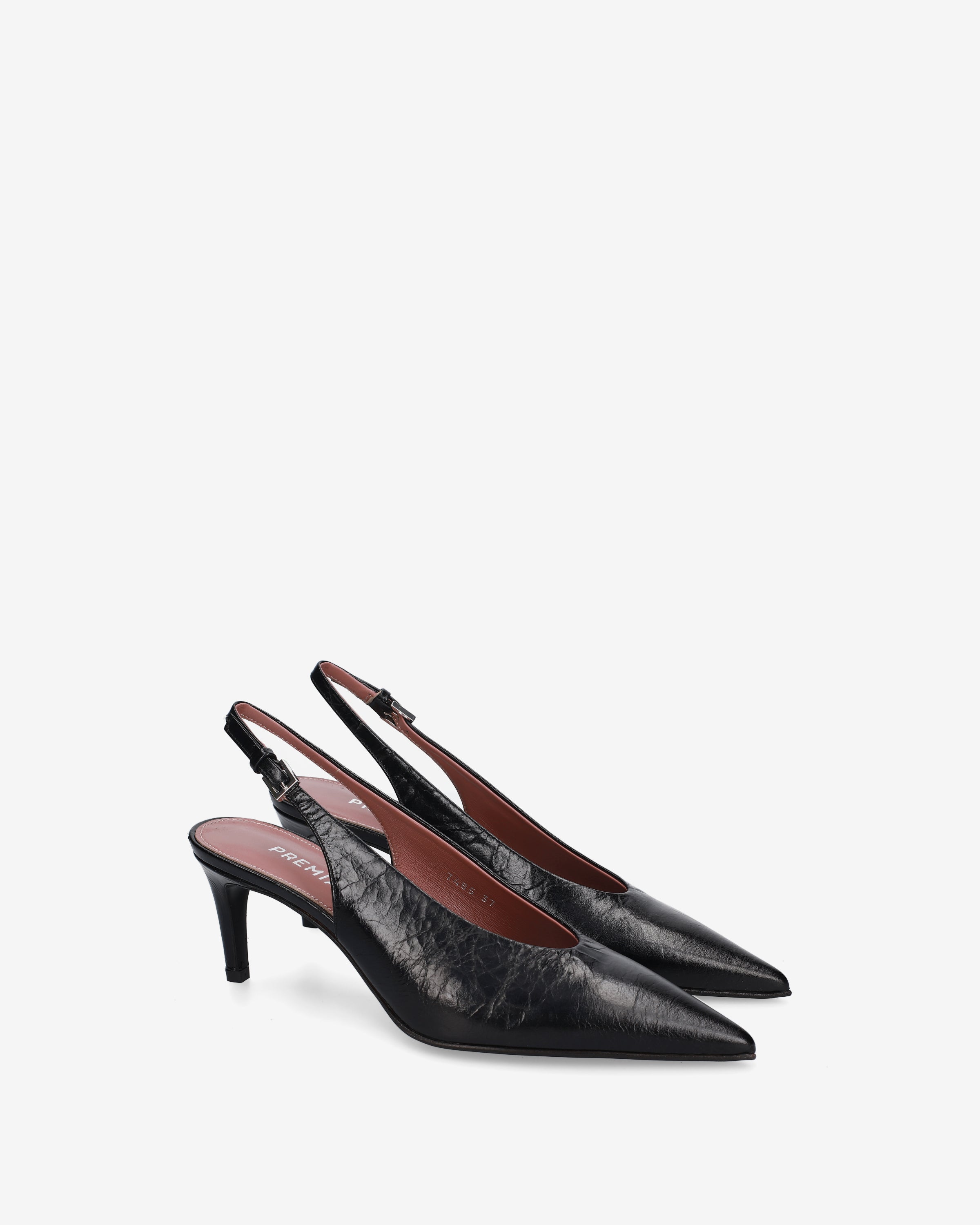 Leather Slingback Pumps Black - Premiata