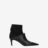 Leather and Suede Mule Boots Black