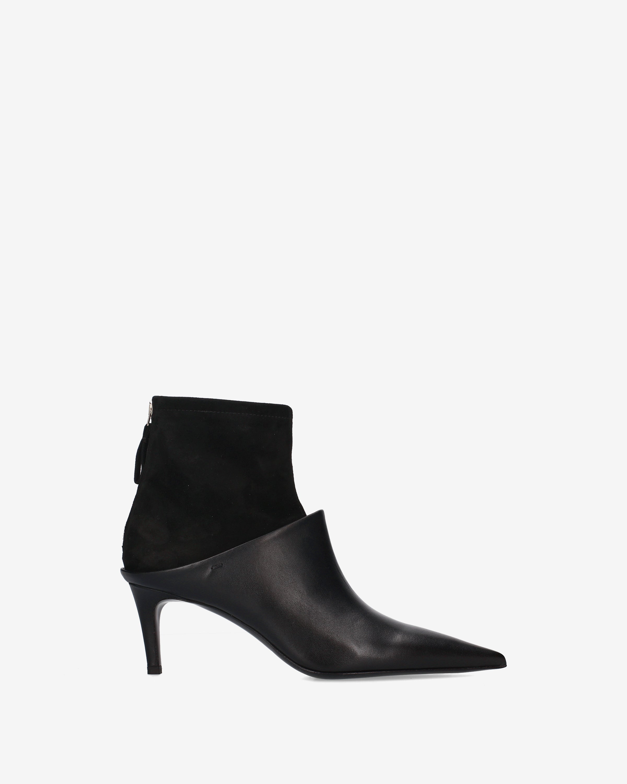 Leather and Suede Mule Boots Black