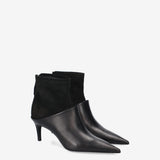 Leather and Suede Mule Boots Black