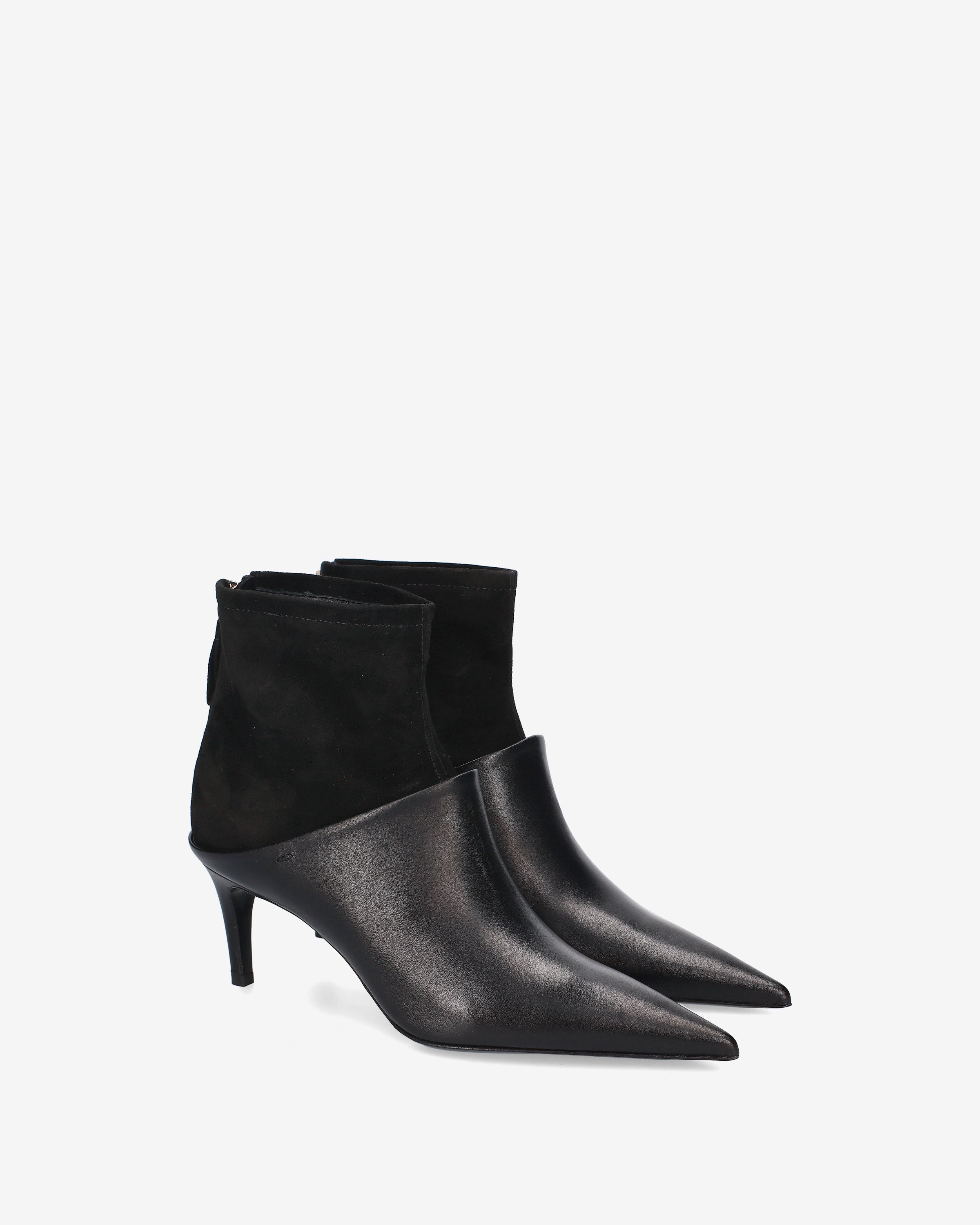 Leather and Suede Mule Boots Black