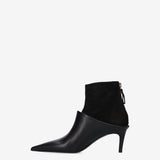 Leather and Suede Mule Boots Black