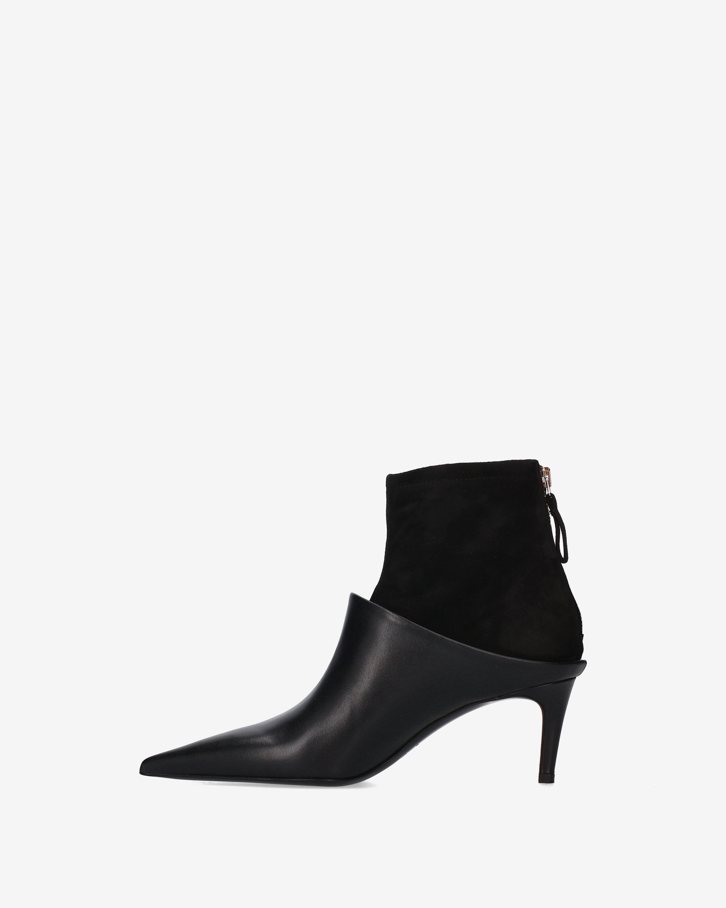 Leather and Suede Mule Boots Black
