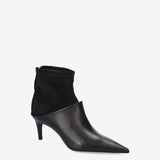 Leather and Suede Mule Boots Black