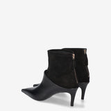 Leather and Suede Mule Boots Black