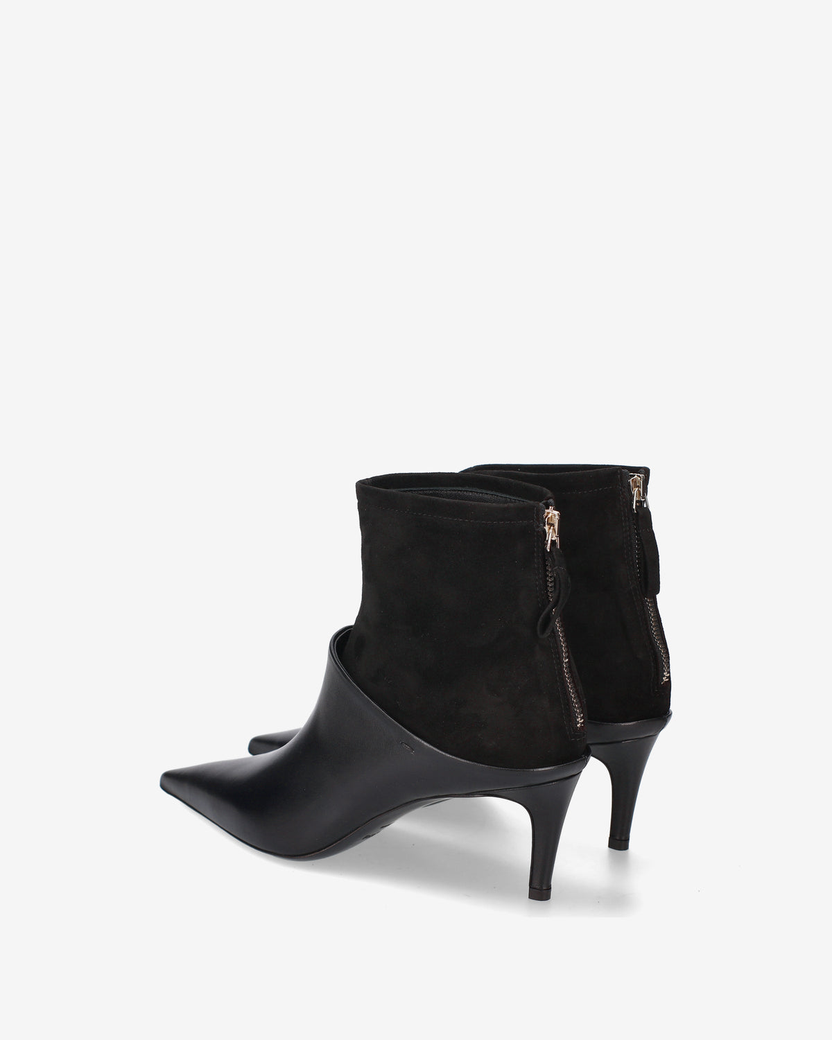 Leather and Suede Mule Boots Black