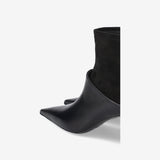 Leather and Suede Mule Boots Black