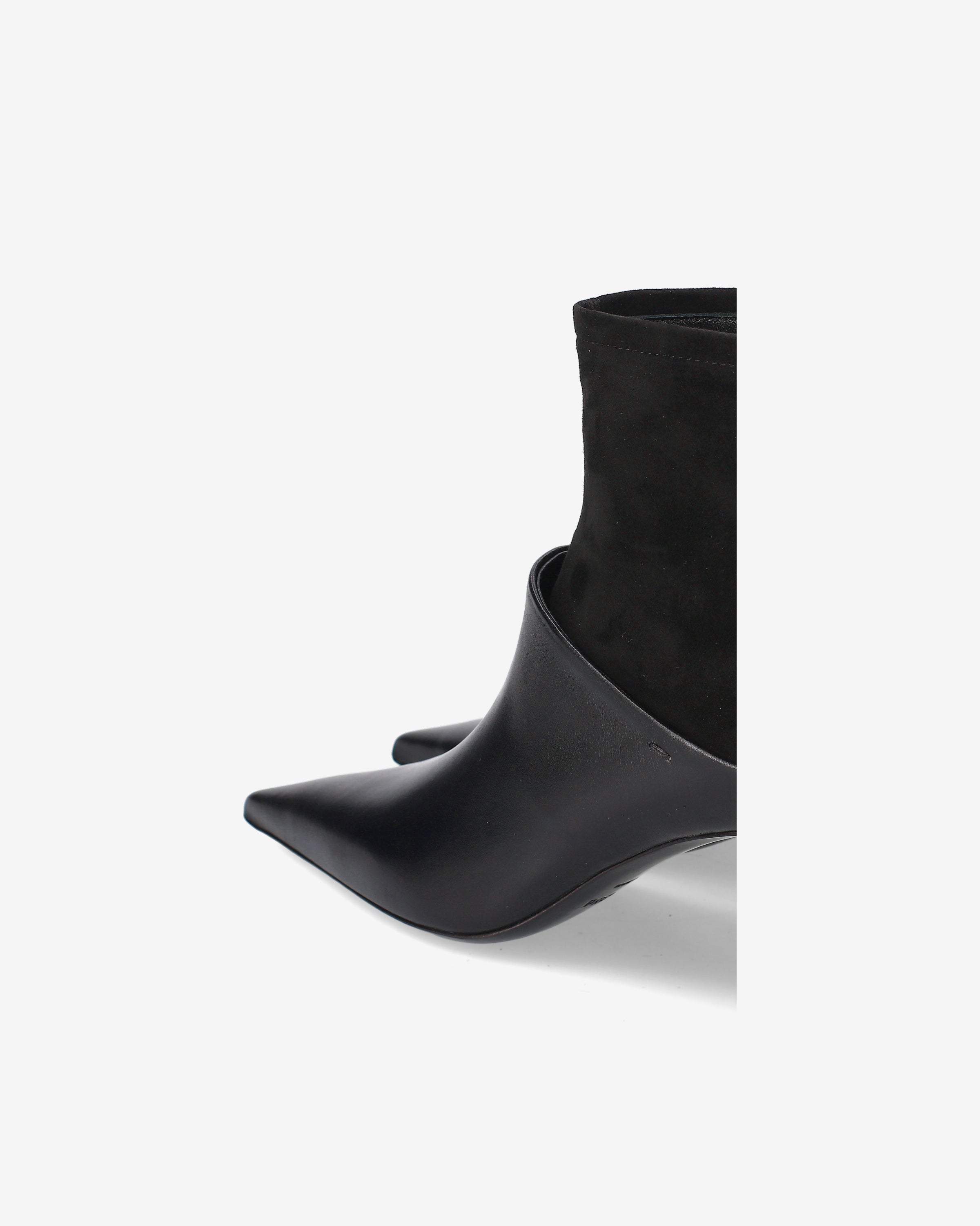 Leather and Suede Mule Boots Black