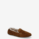 Suede and Shearling Penny Loafers Cognac